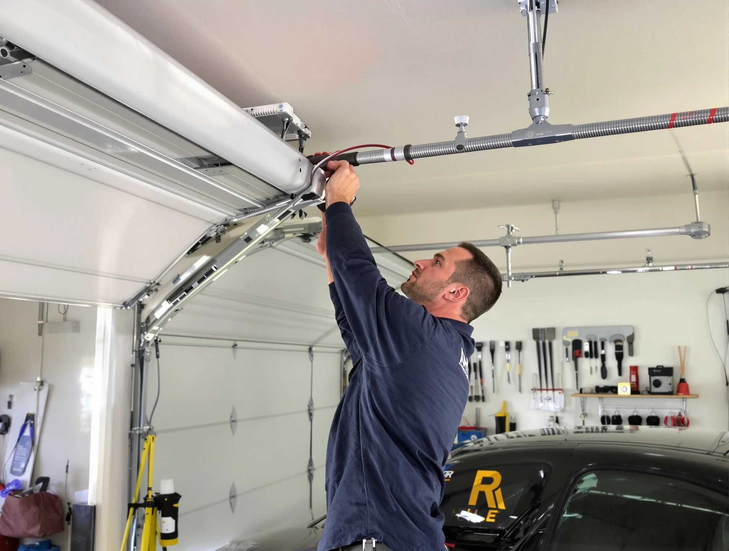 Morris Garage Door Repair technician performing garage door cable repair in Morris
