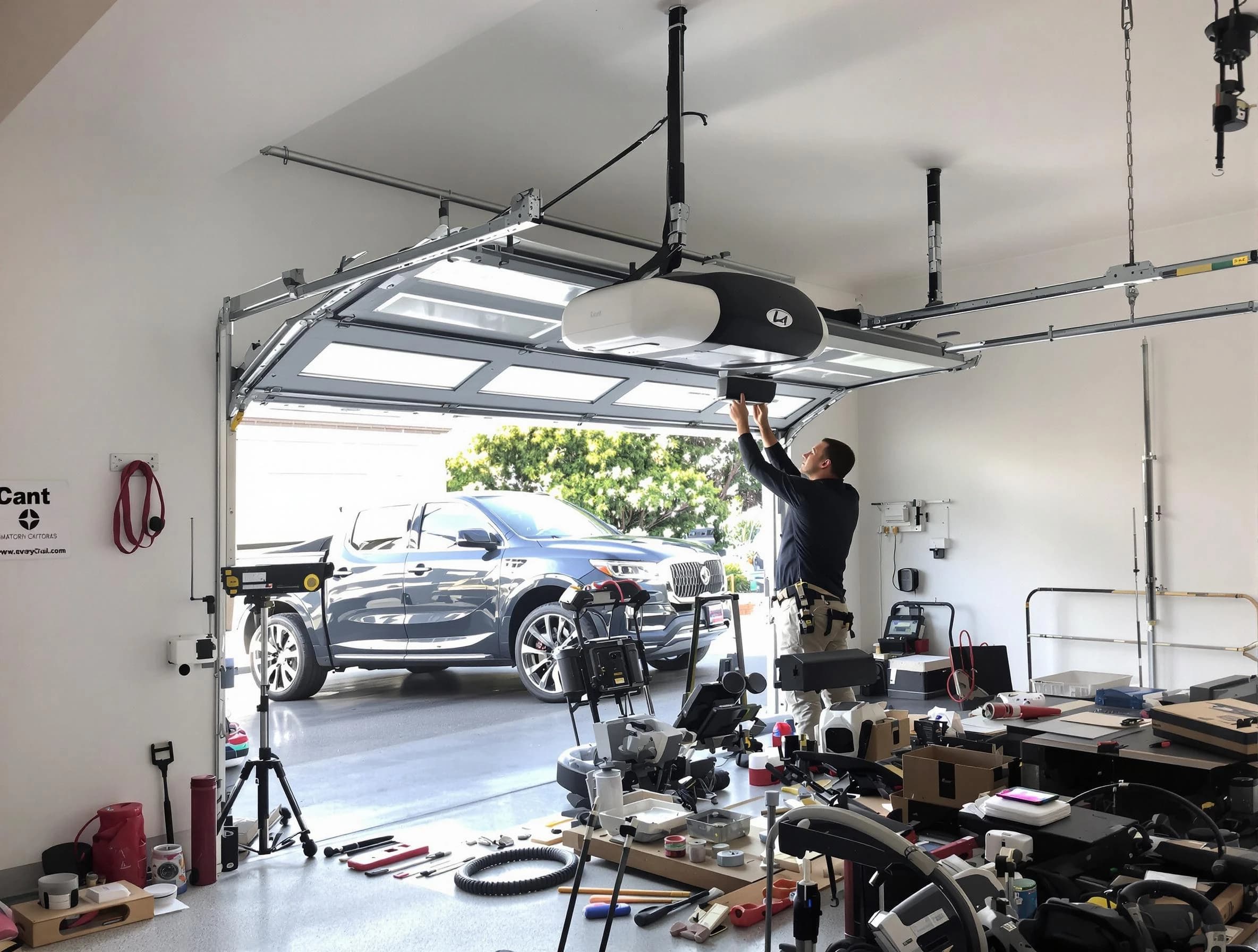 Morris Garage Door Repair specialist installing smart garage door opener system in Morris home